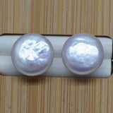 12-13mm Freshwater Pearl Stud Earrings 925 Sterling Silver Women's Jewelry Gift