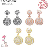 925 Silver Glamour Double Round Earrings DIY Women Jewelry