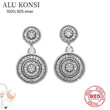 925 Silver Glamour Double Round Earrings DIY Women Jewelry