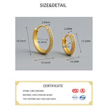 925 Silver Zircon Round Hoop Earrings Women Fine Jewelry