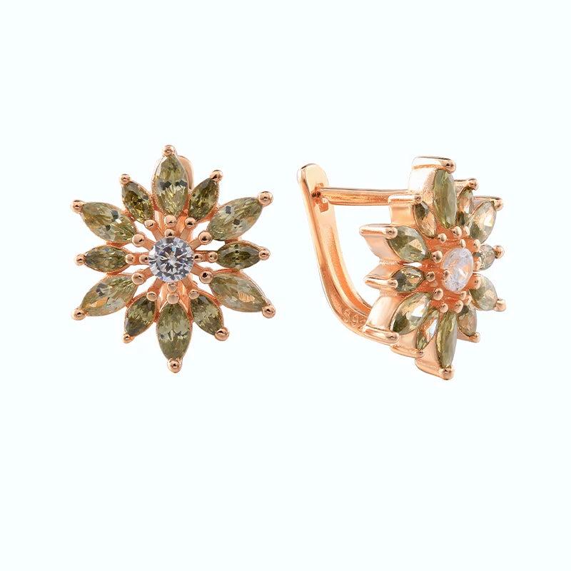 Rose 925 Sterling Silver Flower Earrings Zirconia Bridal Wedding Jewelry