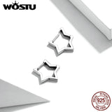 Wostu 925 Silver Star Ear Buckle Stud Earrings Women Fine Jewelry
