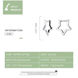 Wostu 925 Silver Star Ear Buckle Stud Earrings Women Fine Jewelry