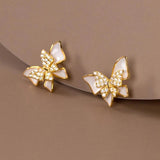 925 Sterling Silver Zircon Butterfly Stud Earrings Women Fine Jewelry
