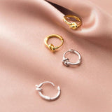 925 Silver Hoop Earrings Knot Design Small Ear Jewelry for Women