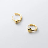 925 Silver Hoop Earrings Knot Design Small Ear Jewelry for Women