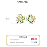 925 Silver Pearl Zircon Grid Clover Stud Earrings