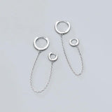 925 Silver Zircon Tassel Hoop Earrings Women Party Jewelry