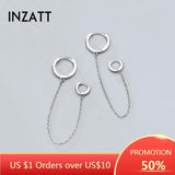 925 Silver Zircon Tassel Hoop Earrings Women Party Jewelry