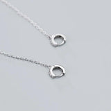 925 Silver Zircon Tassel Hoop Earrings Women Party Jewelry