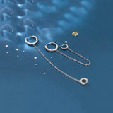 925 Silver Zircon Tassel Hoop Earrings Women Party Jewelry