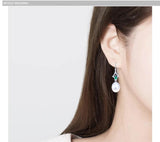 Green Zircon Natural Pearl Earrings 925 Sterling Silver Jewelry