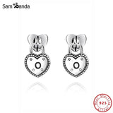925 Silver Love Locks Heart Stud Earrings Wedding Gift