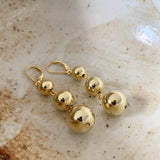 European Street Shot Ball Bead Earrings 925 Sterling Silver