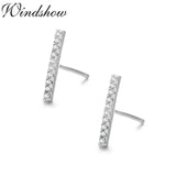 CZ Bar 925 Silver Stud Earrings Women Girls Kids Jewellery