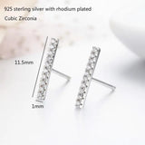 CZ Bar 925 Silver Stud Earrings Women Girls Kids Jewellery