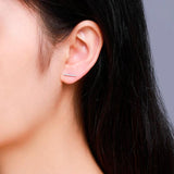 CZ Bar 925 Silver Stud Earrings Women Girls Kids Jewellery