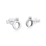 Crown Letter O Stud Earrings 925 Sterling Silver Jewelry Girls Autumn