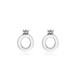 Crown Letter O Stud Earrings 925 Sterling Silver Jewelry Girls Autumn
