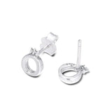 Crown Letter O Stud Earrings 925 Sterling Silver Jewelry Girls Autumn