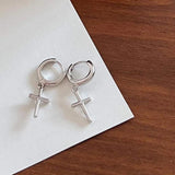 925 Silver Cross Hoop Earrings Small Circle Hoops Fine Jewelry Women