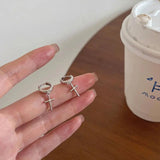 925 Silver Cross Hoop Earrings Small Circle Hoops Fine Jewelry Women