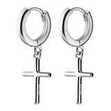 925 Silver Cross Hoop Earrings Small Circle Hoops Fine Jewelry Women