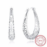 925 Silver Vintage Flower Hoop Earrings Ethnic Jewelry Women