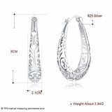 925 Silver Vintage Flower Hoop Earrings Ethnic Jewelry Women