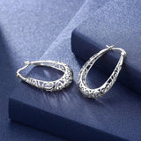 925 Silver Vintage Flower Hoop Earrings Ethnic Jewelry Women