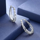 925 Silver Vintage Flower Hoop Earrings Ethnic Jewelry Women