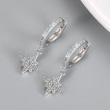 925 Sterling Silver Octagonal Star Hoop Earrings