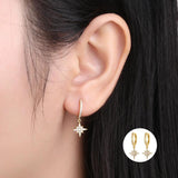 925 Sterling Silver Octagonal Star Hoop Earrings