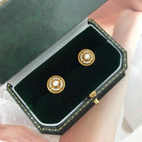 Freshwater Pearl Earrings 925 Sterling Silver Studs 14K Plated Vintage Jewelry
