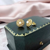 Freshwater Pearl Earrings 925 Sterling Silver Studs 14K Plated Vintage Jewelry