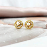 Freshwater Pearl Earrings 925 Sterling Silver Studs 14K Plated Vintage Jewelry