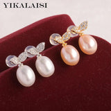 925 Silver Earrings Women 8-9mm Freshwater Pearl Drop Shape Jewelry