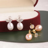 925 Silver Earrings Women 8-9mm Freshwater Pearl Drop Shape Jewelry