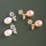 925 Silver Earrings Women 8-9mm Freshwater Pearl Drop Shape Jewelry
