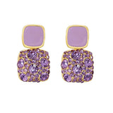 Purple Crystal Drop Earrings S925 Silver Needle Valentines Christmas Jewelry