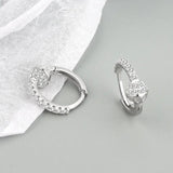 Sterling Silver Zircon Hoops Earrings Women CZ Wedding Jewelry