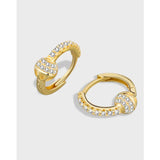 Sterling Silver Zircon Hoops Earrings Women CZ Wedding Jewelry