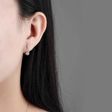 Sterling Silver Zircon Hoops Earrings Women CZ Wedding Jewelry
