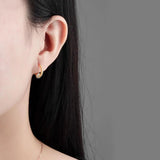 Sterling Silver Zircon Hoops Earrings Women CZ Wedding Jewelry