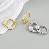 Sterling Silver Zircon Hoops Earrings Women CZ Wedding Jewelry