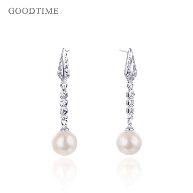 Noble Women Earring 925 Sterling Silver Earrings Pearls Office Party Dress
