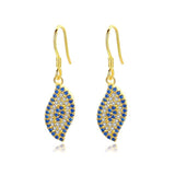 Kaletine Evil Eye Earrings Yellow CZ 925 Sterling Silver Hippie Drop Earings