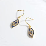 Kaletine Evil Eye Earrings Yellow CZ 925 Sterling Silver Hippie Drop Earings