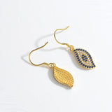 Kaletine Evil Eye Earrings Yellow CZ 925 Sterling Silver Hippie Drop Earings