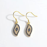 Kaletine Evil Eye Earrings Yellow CZ 925 Sterling Silver Hippie Drop Earings